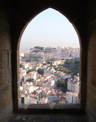 Castle of S&atilde;o Jorge, window view.